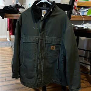 Men’s XL Carhartt Green Military Field Jacket Rugged Canvas